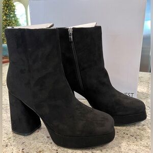 Nine West Velo Black Suede Dress Heeled Boots "NIB"